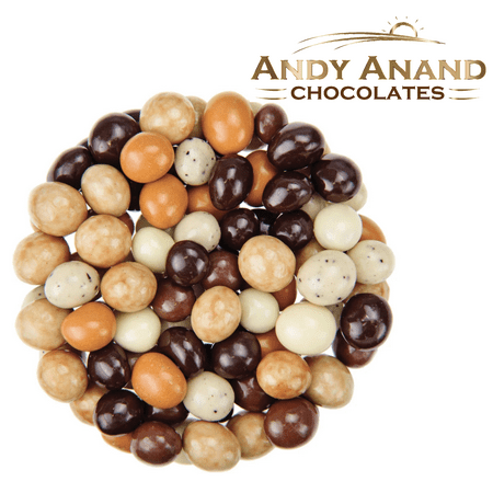 Classic British Christmas Food Andy Anand Belgian Chocolate coated Espresso Coffee Bridge of 5 Flavors, Delicious, Gift Boxed & Greeting Card Birthday Christmas Holiday Food Mothers Fathers day (1lbs) ()