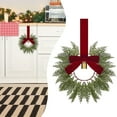 thumbnail image 2 of Small Christmas Cabinet Wreath 9.8" Mini Greenery Wreath with Ribbon Bell for Window Door Chair Backs Holiday Farmhouse Decoration, 2 of 8
