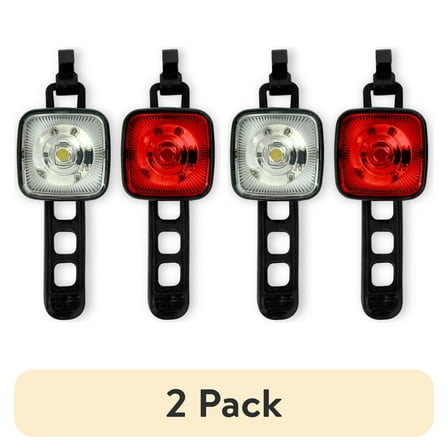 (2 pack) Concord LED Bicycle Mini Light Set – Front & Back, 25 Lumens, Mulitple Modes, Water Resistant
