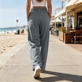 thumbnail image 5 of Women's Cargo Hiking Pants Casual Daily Cargo Pants Drawstring Solid Color Sports Wide Leg Baggy Loose Elastic Drawstring Pants With Multiple Pockets, 5 of 9