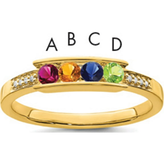 14K Yellow Gold Family Jewelry Diamond Semi-Set Ring (Size 7) Made In Hong Kong xmr42/4