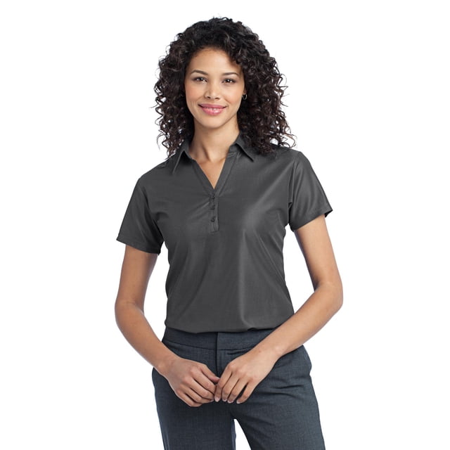 Polo de piqué vertical para mujer Port Authority S Gris sombra L512