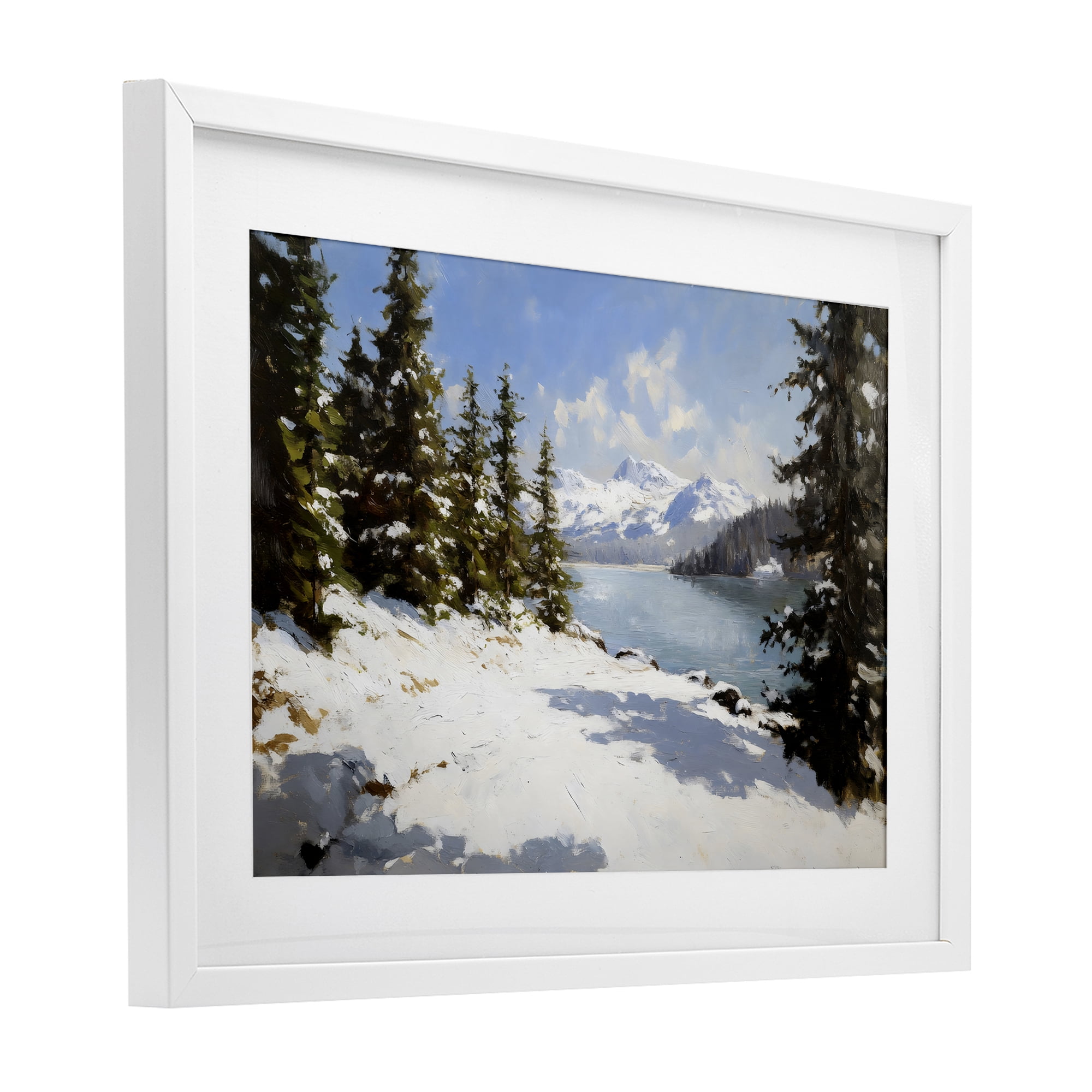 Way Up North Landscape White Framed Print Under Glass, design by Petal Prints Design