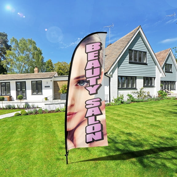 QSUM Beauty Salon Feather Flag Kit,7FT Hair Salon Advertising Business Signs