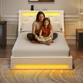 thumbnail image 5 of Greenstell Smart Charging Storage Bed Frame - 900lbs Capacity Noise-Free, Twin, Off White, 5 of 8