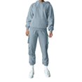 thumbnail image 1 of Gibobby Conjunto de sudadera para mujer Conjunto de sudadera de manga larga con cordón y bolsillo con capucha de color sólido informal para mujer para otoño o(Azul,G), 1 of 5