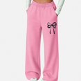 thumbnail image 2 of ITSAME Girls Wide Leg Sweatpants Bow Print High Waisted Loose Fit Fall Winter Casual Trousers with Pockets Size 11, 2 of 6
