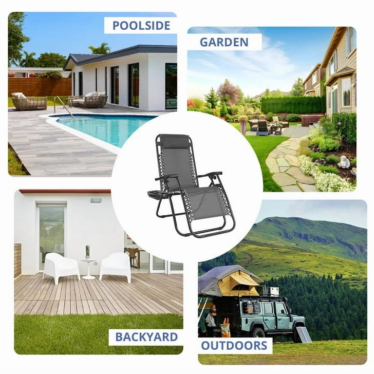 Simenmax Folding Lounge Chairs, Portable Outdoor Recliners, Set of