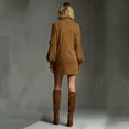 thumbnail image 6 of Women's Fashion Long Sleeve,Women's High-neck Suede Short Dress, Solid Color Long-sleeve Dress For Fall And Winter Light Brown, 6 of 6