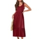 thumbnail image 3 of Lucakuins, vestidos midi de verano para mujer, moda de vacaciones, cuello en V, color sólido, sin mangas, playa, vestido acampanado Lucakuins moda, 3 of 9