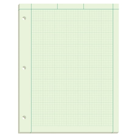 TOPS Engineering Computation Pad, 8-1/2 x 11, Glue Top, 5 x 5 Graph Rule on Back, Green Tint Paper, 3-Hole Punched, 100 Sheets (35500)
