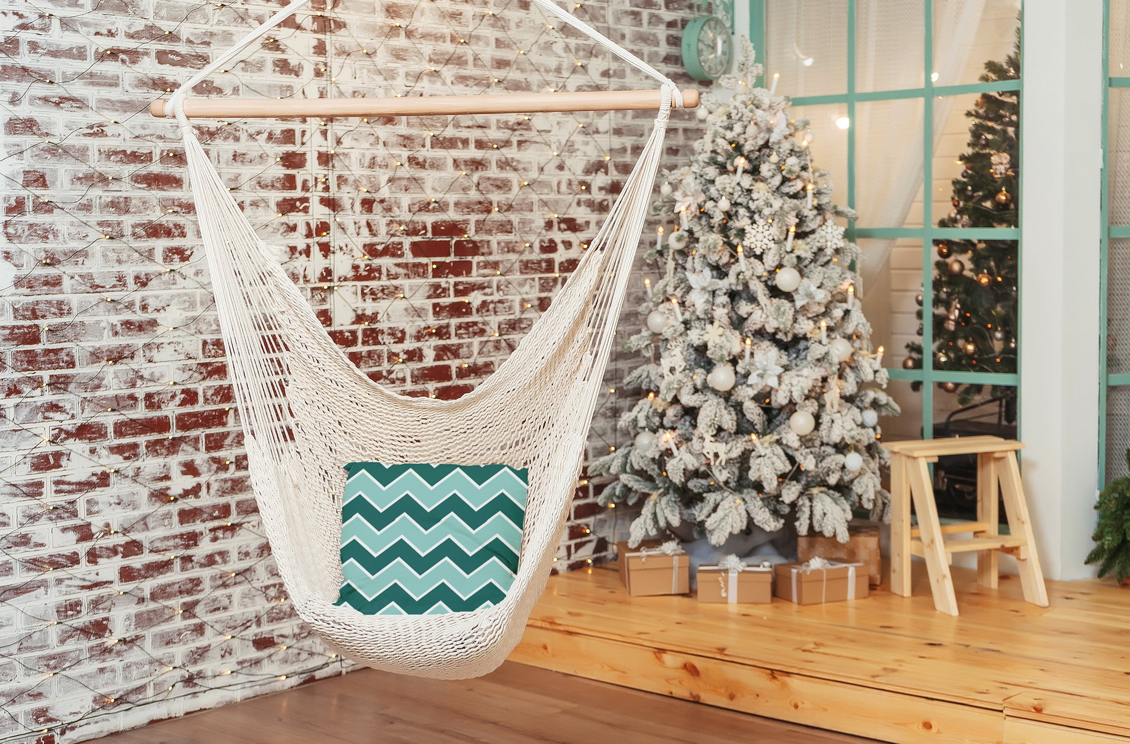 Simply Daisy Teal Colored Fancy Chevron Stripe Soft Spun Polyester Indoor/Outdoor Throw Pillow, 16" x 16"