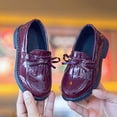 thumbnail image 5 of Gpaecead Girls Bow Tassel Princess Loafers Solid Color Soft Sole Faux Leather Casual Flats For School Spring Summer, A-Burgundy, 5 of 8