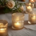 thumbnail image 2 of Efavormart 12 Pack Glass Votive Candle Holders – Amber Gold, 2.5" Ribbed Tealight Cups for Tabletop Lighting, 2 of 3