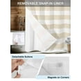 thumbnail image 3 of No Hook Cloth Fabric Shower Curtain with Snap in Liner, Beige Stripe Waterproof Shower Curtains Set with See Through Top Window, Vintage Country Geometric Linen Texture Bath Curtains Shower 72"x84", 3 of 6
