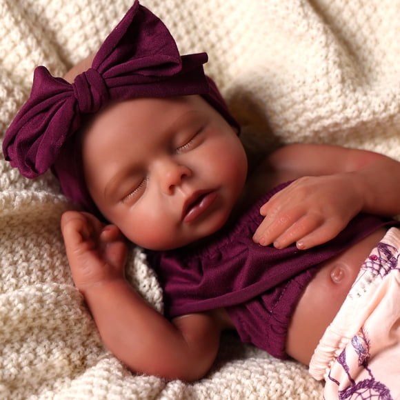 Muñeca de silicona Babeside, cuerpo completo, 40 cm, afroamericana