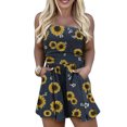 thumbnail image 2 of Tube Top Jumpsuits Women Summer Casual Romper Shorts Tropical Leaves Sunflower Print One Piece Jumpers with Pockets (L, Yellow), 2 of 7
