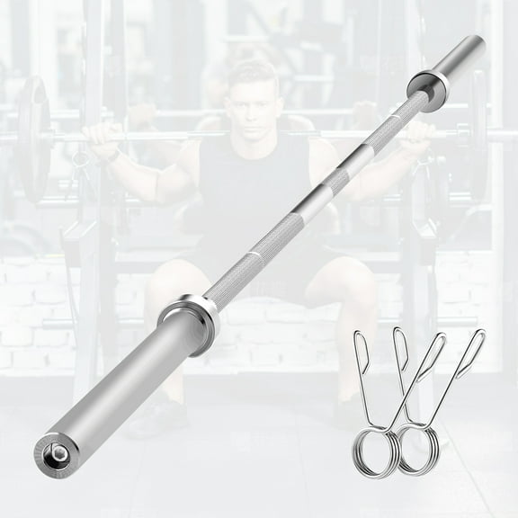Dkelincs 7ft Olympic Barbell Bar Solid Chrome Weightlifting Barbell with 2 Spring Collars, 700 lbs Capacity