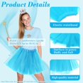 thumbnail image 3 of 5-Piece Blue Princess Cosplay Set for Women, Pink Tutu Skirt Costume Accessories with Gold Sequin Crown, Gloves & Gem Jewelry for Halloween Dress-Up, 3 of 6