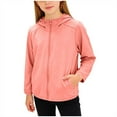 thumbnail image 2 of Girls Hoodie Pink Zip Up Kids Lightweight Summer Jacket Stretchy Casual with Pockets Size 1-2 to 12-13 Years,Size 1-2 T, 2 of 8