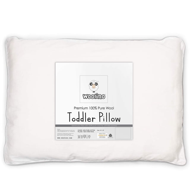 Almohada Woolino Premium 100% con relleno de lana para niños pequeños, 14 x 19 cm