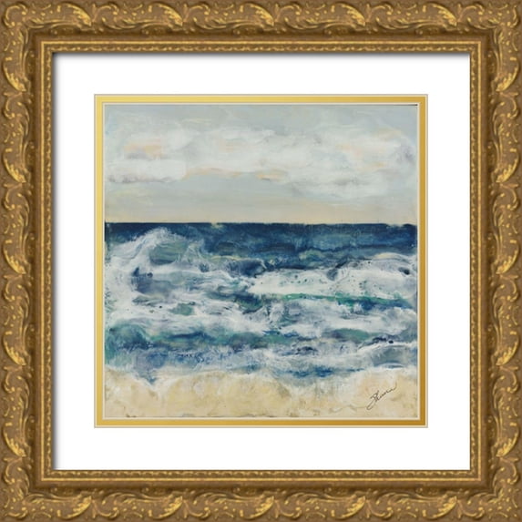 Shanti, Shima 26x26 Gold Ornate Wood Framed with Double Matting Museum Art Print Titled - Celeste and Sea
