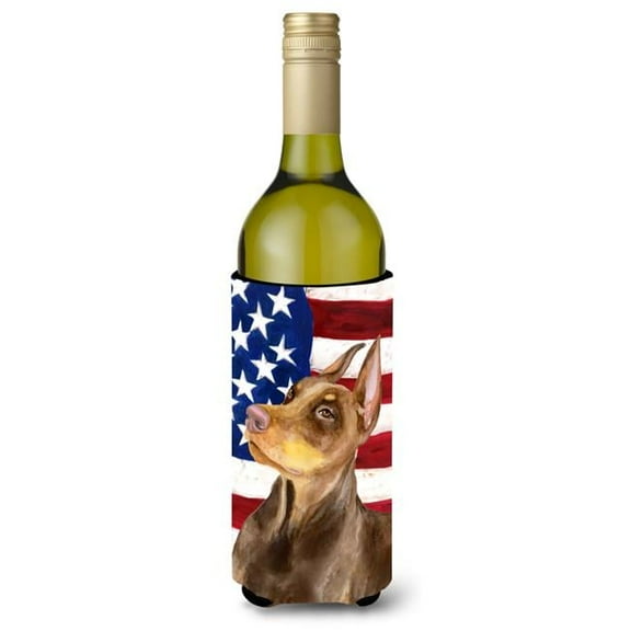 Doberman Pinscher Patriotic Wine Bottle Beverge Insulator Hugger