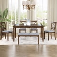 thumbnail image 2 of Dining Room Set, LEGAHOME 6 Piece Dining Sets with Bench and Chairs, Solid Wood Kitchen Dining Table Set for 6 with Upholstered Chairs, Walnut, 2 of 9