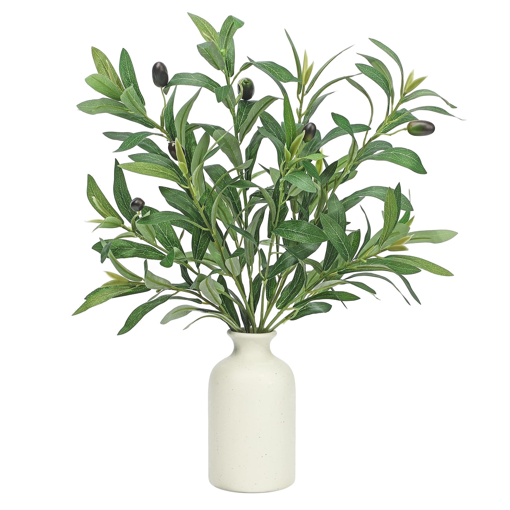 Scidweet Olive Artificial Plants in Vases, 3 Pcs 19" Faux Plants Greenery Stem Branches with Olive Fruits Spring Summer Indoor Office Table Wedding Party Home Decor