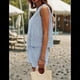 thumbnail image 5 of Conjunto de Dos Piezas de Verano para Mujer: Camiseta Sin Mangas y Pantalones Cortos A Juego, Chándal de Algodón A Rayas, Rayas Azules, Talla XL, 5 of 7