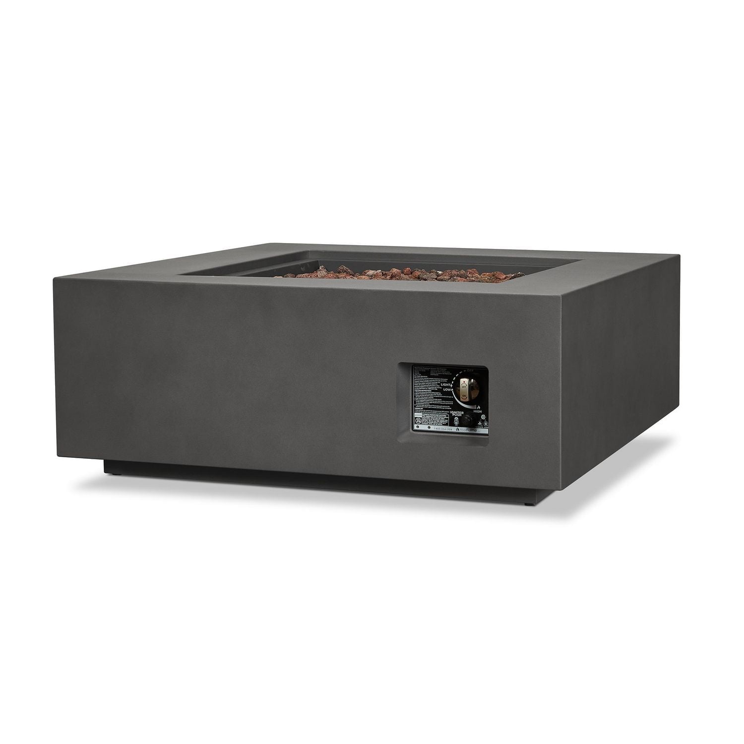 Aegean Square Propane Gas fire table in Weathered Slate with Natural Gas Conversion kit