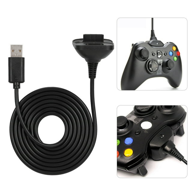 Cargador Xbox 360 Spptty por cable de carga de controlador inalámbrico para Juegos de Xbox 360 Negro