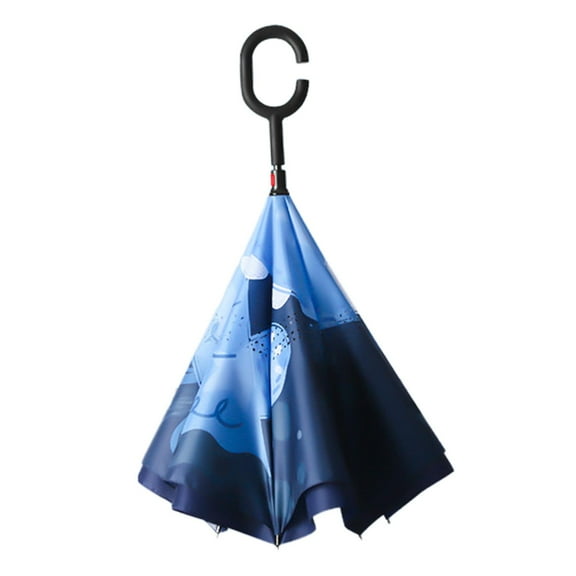 Segolike Kids Windproof Inverted Umbrella Windproof Upside Down Umbrella Portable Folding with C-shaped Handle Hands Free Umbrella for Hiking Style B