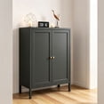 thumbnail image 3 of Small Metal Storage Cabinet, Sideboard Cabinet with 2 Doors, Modern Accent Cabinet with Legs for Entryway, Living Room, Home Office, Dining Room, Orange, 3 of 6