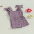 thumbnail image 3 of Toddler Baby Boys Girls Ribbed Sleeveless Tank Romper Infant Jumpsuit Shorts Outfits, 3 of 7