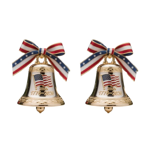 United States 250th Anniversary Bell Ornament - Handmade 3D Metal Enamel Crafted Commemorative Hanging Decor for Patriotic Christmas Tree, Collectors Gift, Outdoor Garden Fence Patio Decor (B)