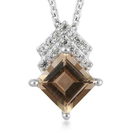 Shop LC 925 Sterling Silver Square Imperial Topaz Zircon Necklace Platinum Plated Pendant Bridal Anniversary Engagement Wedding Size 20" Ct 1.1 For Women Jewelry