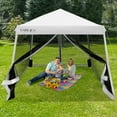 thumbnail image 6 of Costway 10x10Ft Patio Outdoor Instant Pop-up Canopy Slant Leg Mesh Tent Folding White, 6 of 10