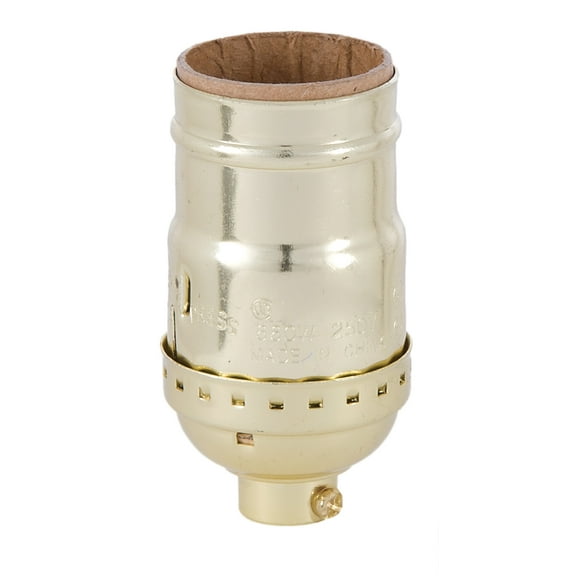 B&P Lamp® Full Keyless medium base E26 socket, Brite Gilt finish, NO UNO, with set screw