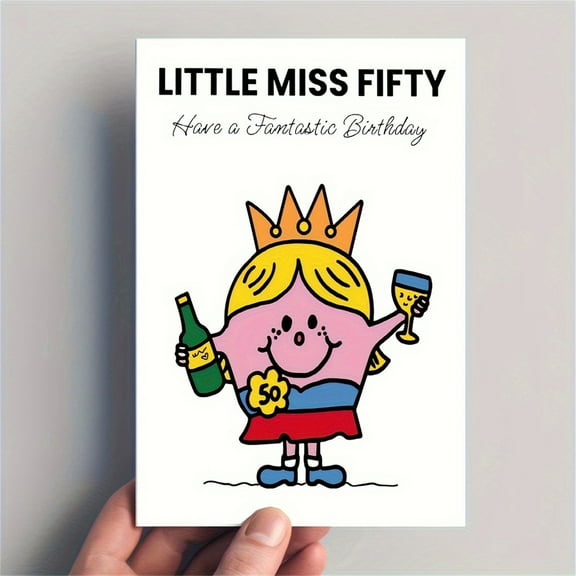Little Miss Fifty Birthday Card – Fun and Colorful Design for 50th Birthday Celebration – Perfect for Friends and Family – Envelope Included