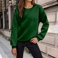 thumbnail image 2 of RUTAYY Women's Sweatshirt Solid Color Long Sleeve Fall Winter Pullover Soft Casual Fashion Plus Size Comfortable Crewneck Sweatshirt Green, 2 of 4