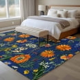 thumbnail image 4 of Large Area Rugs for Living Room Bedroom, Orange Blue Spring Floral 5'x8' Rug Washable Carpet Runner Indoor Outdoor, Vintage Botanical Summer Flower Non Slip Floor Mats Rug for Kitchen, Bathroom, 4 of 8