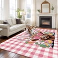 thumbnail image 2 of 5x8 Area Rugs for Living Room, Easter Non Slip Area Rugs for Kitchen Bedroom Entryway, Cartoon Cute Rabbit Cow Carrots Pink Buffalo Plaid Washable Carpet Runner Rug Floor Mats for Bedroom Home Decor, 2 of 8