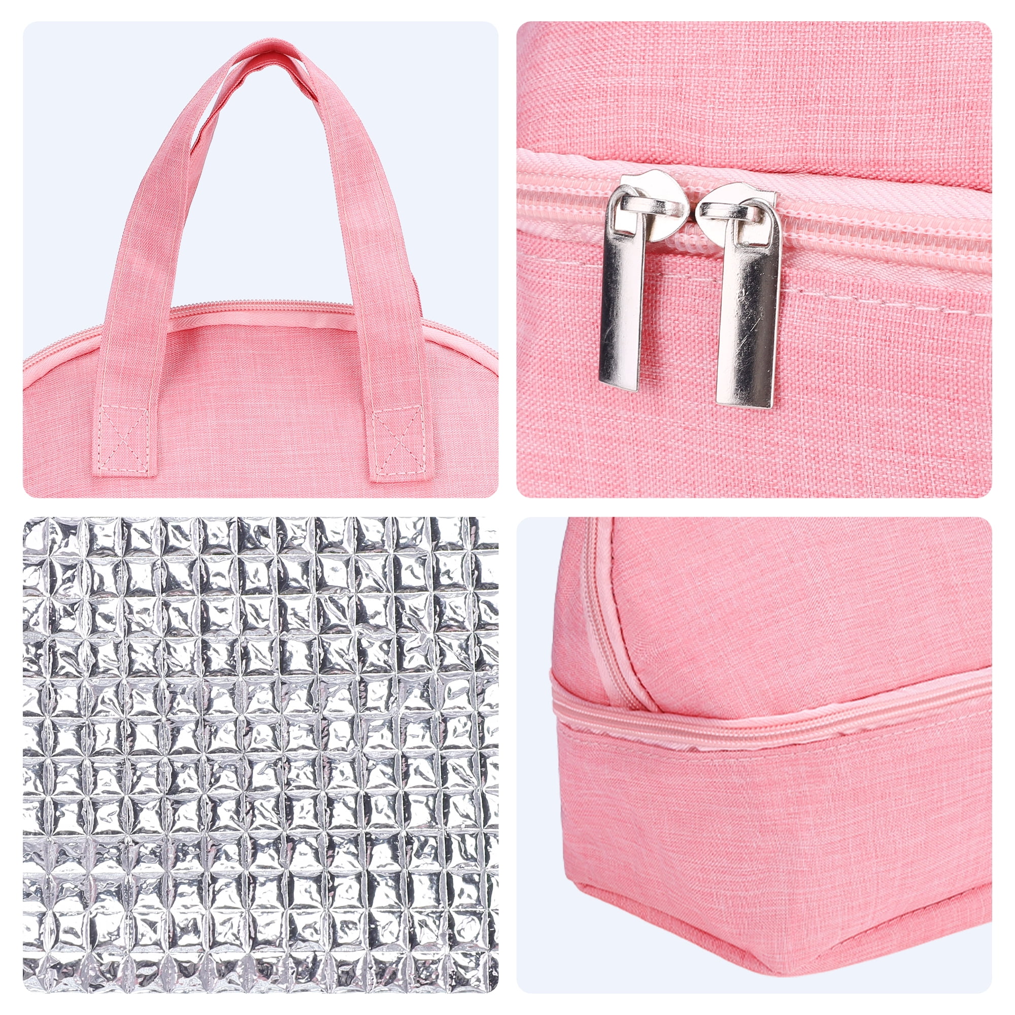 Unique Bargains Lunch Bag Insulated Bag Cute Tote Bag Pink
