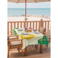 thumbnail image 2 of Outdoor Tablecloth with Umbrella Hole for Patio/Picnic/Party/Camping, Summer Swimming Rings Waterproof Table Cloth Rectangle Table Cover Washable, Floral Plumeria Yellow Wooden (60"x 120"), 2 of 8