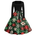 thumbnail image 2 of Christmas Dresses for Women Women's Fashion Round Neck Casual Slim Christmas Printed Long Sleeve Dresses with Square Collar for Christmas Party,Army Green,L, 2 of 4