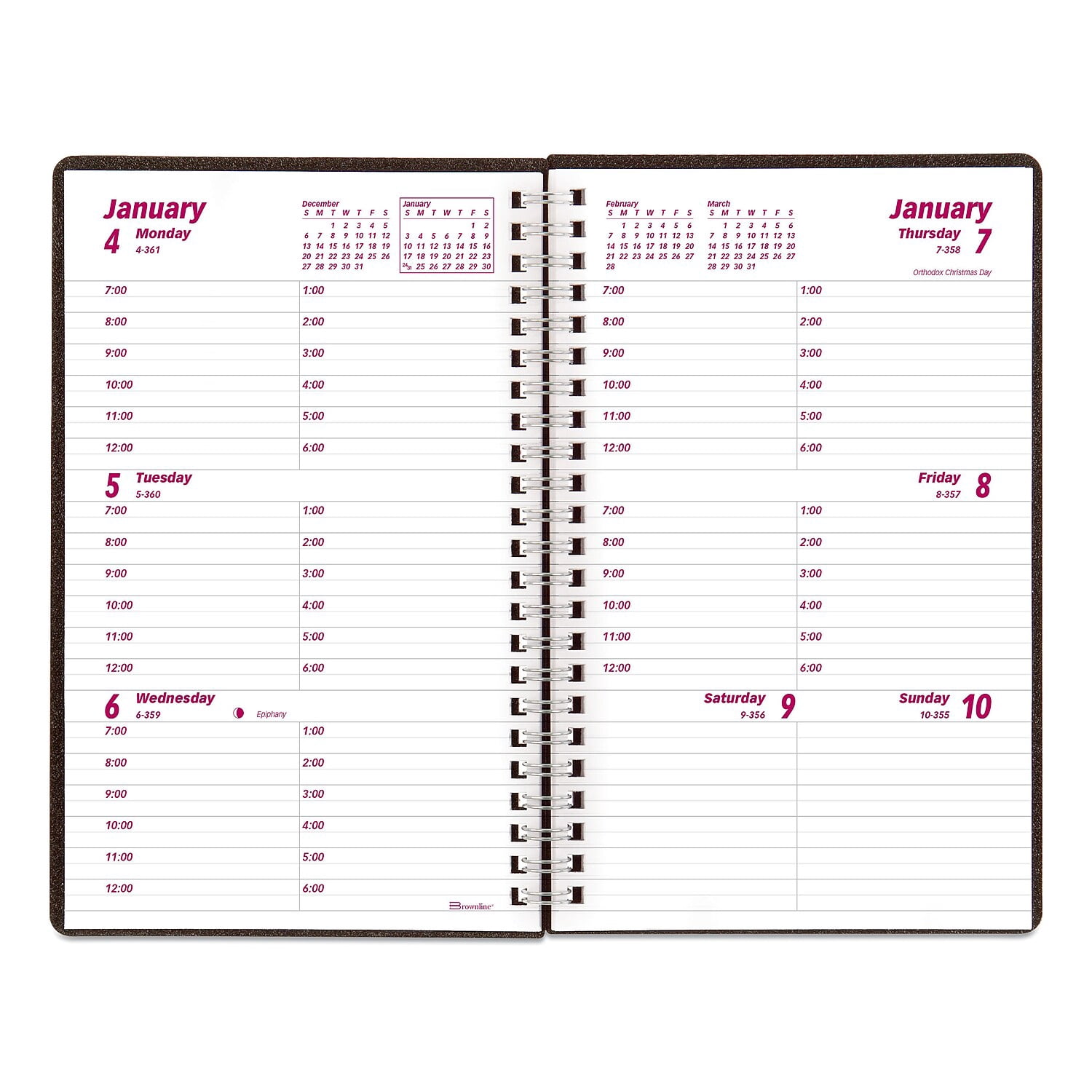 2024 Brownline® DuraFlex Weekly Appointment Planner, 8" x 5", 50% Recycled, Black, January To December 2024 , CB75V.BLK