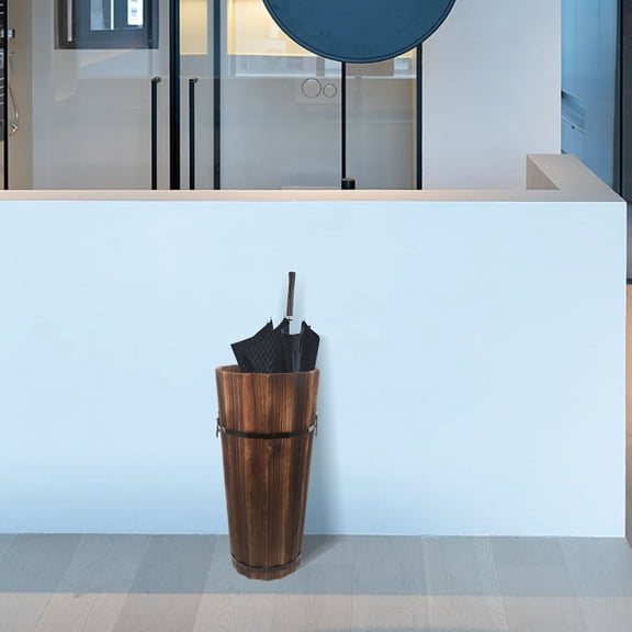 WHAMVOX Wood Umbrella Holder Umbrella Stand Rack Large-capacity Umbrella Storage Bucket for Entryway