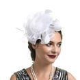 thumbnail image 2 of PENGXIANG Fausse Plume Mini Chapeau Fascinator Fil Net Fleur Forme Solide Couleur Cocktail Coiffure Accessoires de Cheveux, 2 of 8