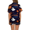 thumbnail image 4 of Ulitacool Sexy Pajamas For Womens Halloween Lapel Sleepwear Pumpkin Print Tops Short Jammies Short Sleeve Nightwear Autummn Winter Fashion Outfits L Orange, 4 of 7